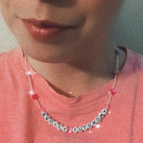 Custom Made Pro Choice beaded floral y2k necklace - Picture 4 of 4